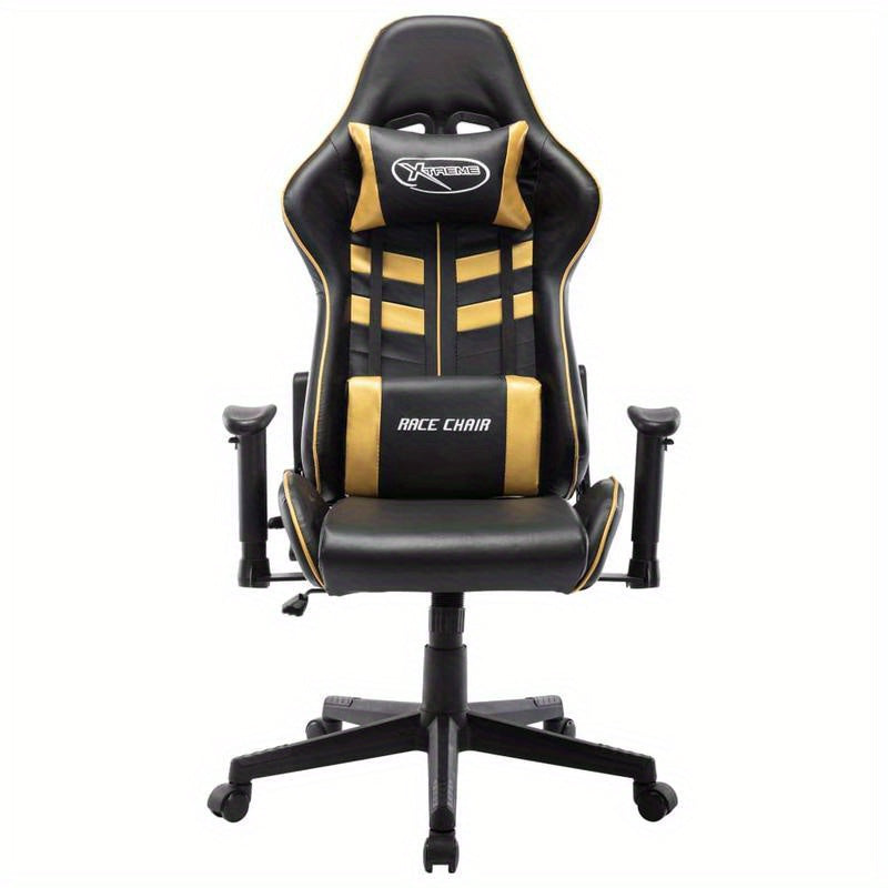 Luxurious Black & Golden Gaming Chair - Ergonomic Faux Leather, Comfortable for Office, E-Sports, Playrooms & Living Spaces gaming pc