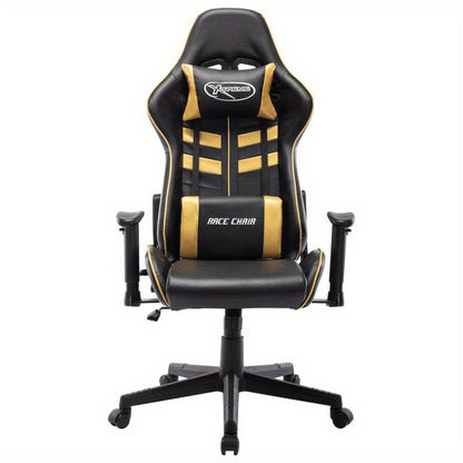 Luxurious Black & Golden Gaming Chair - Ergonomic Faux Leather, Comfortable for Office, E-Sports, Playrooms & Living Spaces gaming pc