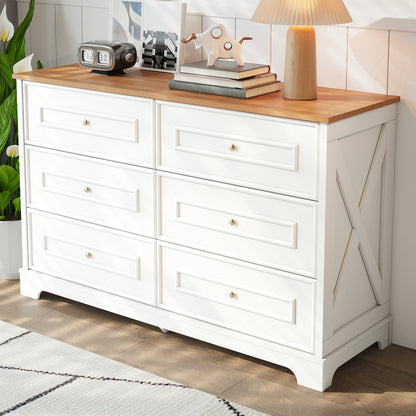 Modern Minimalist 6-Drawer with Smooth Doors/Drawers - Compact Contemporary Sideboard Suitable for Living Room, Dining Room, Hallway - Space-Saving Furniture
