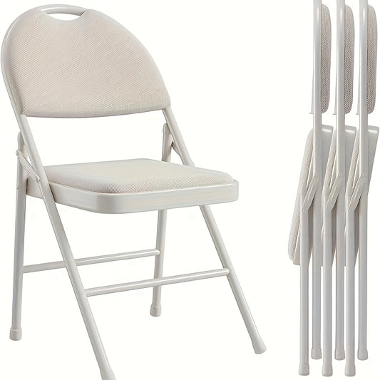 Folding Chair 4pcs Set, Metal Folding Chair with Non-Slip Foot Pads, Chair Seat and Metal Support, for Indoor and Outdoor, Room, Restaurant