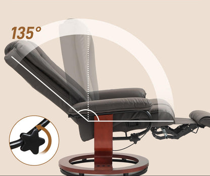 Relaxfauteuil – Draaifauteuil – Verstelbare Fauteuil – Lounge Fauteuil – Relaxstoel – 150 kg Max Belastbaar – Bruin Kunstleer & Stalen Frame