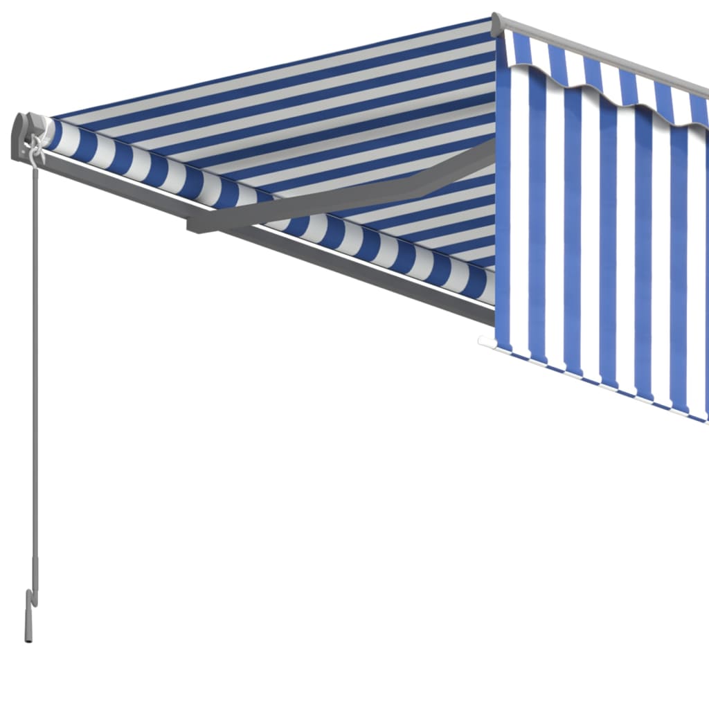 Uitschuifbaar Zonnescherm – Terraszonnescherm – Uitschuifbaar Markies – Buitenluifel – Balkonzonwering – Aluminium Frame – UV- en Waterbestendig Doek 6x3 Meter Blauw-Wit