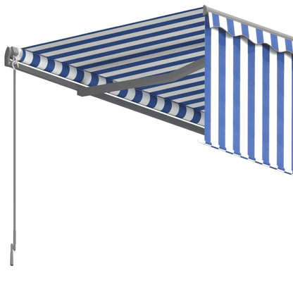 Uitschuifbaar Zonnescherm – Terraszonnescherm – Uitschuifbaar Markies – Buitenluifel – Balkonzonwering – Aluminium Frame – UV- en Waterbestendig Doek 6x3 Meter Blauw-Wit