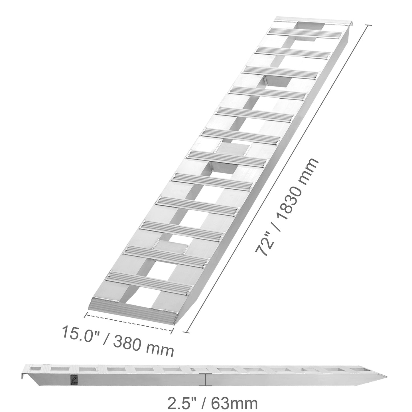 Aluminium Oprijplaten – Laadplaten – Inlaadplaten – Oprijbruggen – Oprijbanden – 2 Stuks – Draagvermogen 2721,6 kg – Antislip Geperforeerd