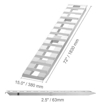 Aluminium Oprijplaten – Laadplaten – Inlaadplaten – Oprijbruggen – Oprijbanden – 2 Stuks – Draagvermogen 2721,6 kg – Antislip Geperforeerd