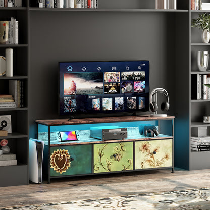 Retro Tv Meubel – Tv Kast – Entertainment Center – Mediameubel – Tv Stand – Voor Televisies Tot 50 Inch – Met Opberglade En Rustieke Houten Afwerking