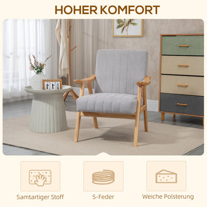 Eetkamerstoel – Stoel – Kuipstoel – Houten Stoel – Designstoel – Scandinavisch Design – Fluwelen Bekleding – Massief Houten Poot – 120 Kg Draagvermogen – 68x74x82 cm – Natuurlijk Hout & Grijs