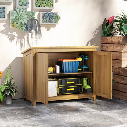 Buitenopslagkast – Tuinkast – Opbergkast Buiten – Tuinhuisje – Gereedschapskast – Weerbestendig Pent Dak – 110x50x85 cm Bruin