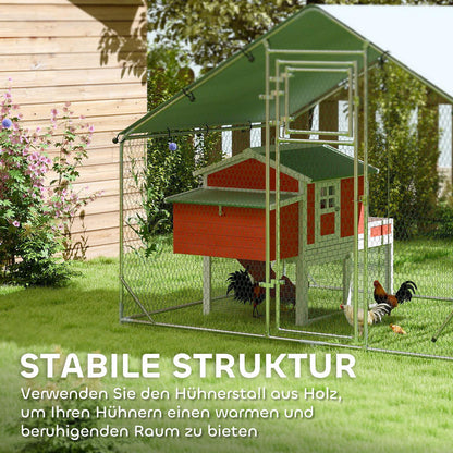 Large Chicken Coop with Automatic Feeder & UV-Resistant High Quality Roof - Heavy-Duty Steel Frame, Spacious Outdoor/Indoor Run for 6-8 Chickens, Easy Assembly, Predator-Proof Design, Ventilation Mesh Walls & Floor, Durable M