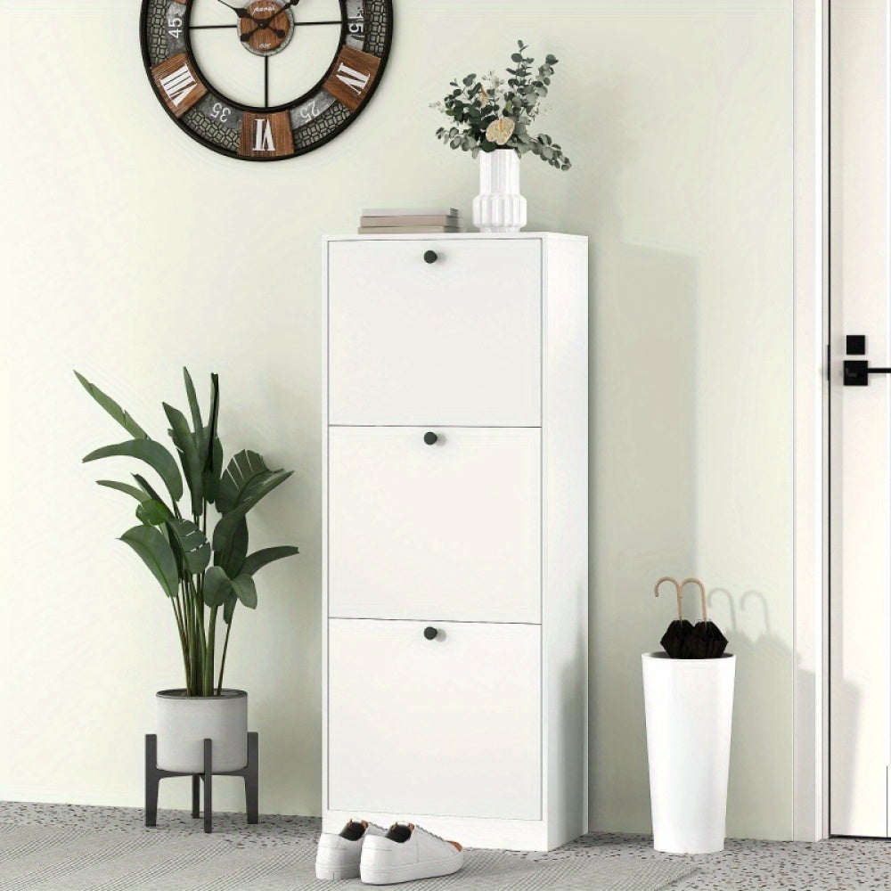 Schoenenkast – Schoenenrek – Schoenenopberger – Hal Organizer – Smalle Schoenenkast – Wit – Verstelbare Vakverdeling – Geschikt Voor 12 Paar Schoenen – 47x26x120 cm