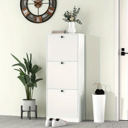 Schoenenkast – Schoenenrek – Schoenenopberger – Hal Organizer – Smalle Schoenenkast – Wit – Verstelbare Vakverdeling – Geschikt Voor 12 Paar Schoenen – 47x26x120 cm