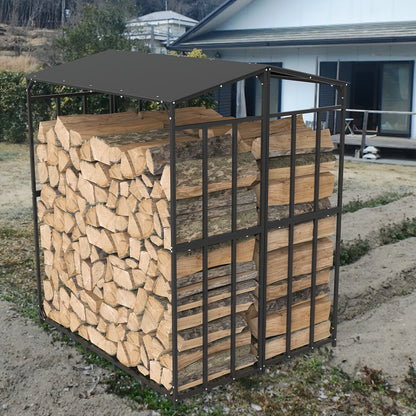 Versterkte Houten Stapelrek – Buiten, Zware Staalconstructie – Robuuste Houtopslag voor Open Haard of Tuin