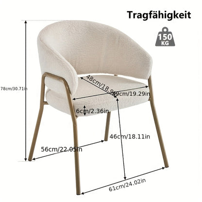 Witte Eetkamerstoelen – Design Stoelen – Moderne Stoelen – Comfortabele Stoelen – Luxe Stoelen – Gouden Metalen Frame – Gemakkelijk Schoon Te Maken