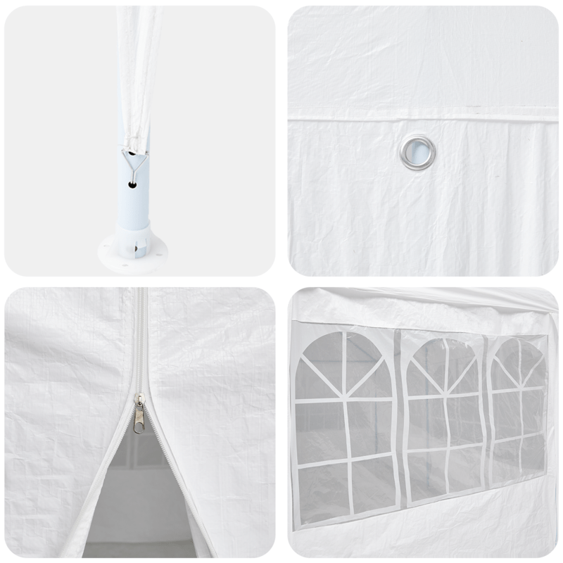Partytent – Tuinpaviljoen – Feesttent – Paviljoen – Tuintent – 6x4m – Wit – 10 Zijwanden – Waterdicht PE – Weerbestendig Stevig Frame