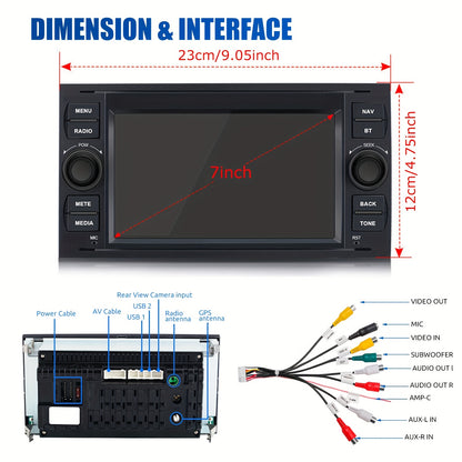 Autostereo – Car Radio – Autoradio – Multimedia Autoradio – Android 14 Stereosysteem – 7 Inch Touchscreen – Draadloze CarPlay & Android Auto – GPS Navigatie – Dual Camera Support – Voor Ford Modellen – Inclusief Microfoon en Installatietools