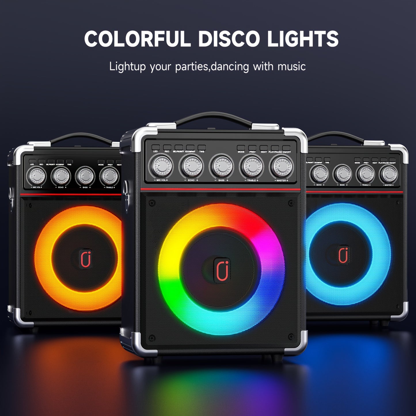 Draagbare Karaoke Machine – Karaoke Set – Wifi Microfoon – Bluetooth Speaker – Zanginstallatie – Met 2 Draadloze Microfoons – RGB Muziekverlichting – Hi-Fi Geluid & Lange Batterijduur