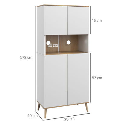 Keukenkast – Keukenkastje – Opbergkast – Magnetronkast – Buffetkast – Wit – 80x40x178 cm – Verstelbare Planken – Anti-Kantelbeveiliging