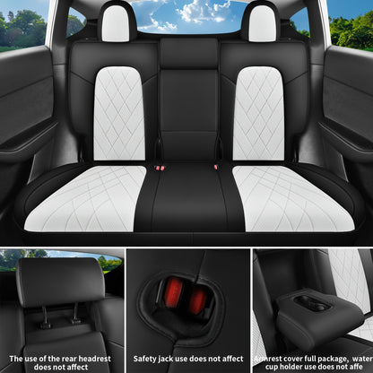 Stoelbekleding – Stoelhoes – Autostoelbekleding – Autostoelhoes – Stoelbescherming – PU Leder – Ademend 3D-Honingraatmateriaal – Universele Pasvorm Voor Tesla 5-Zits