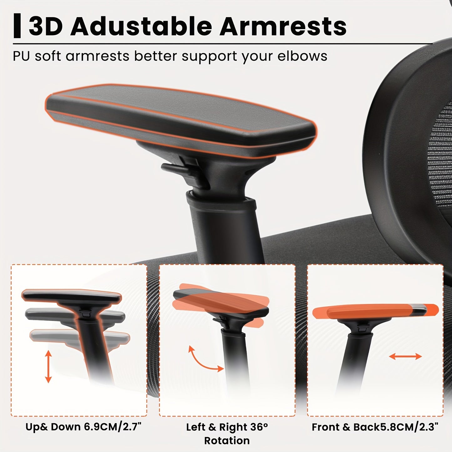 Bureaustoel – Bureaustoelen – Gamingstoel – Office Chair – Computerstoel – Ergonomisch Design – Verstelbare Lendensteun & Hoofdsteun – Stille Zwarte Rubber Wielen – Max. 150 kg Belastbaar