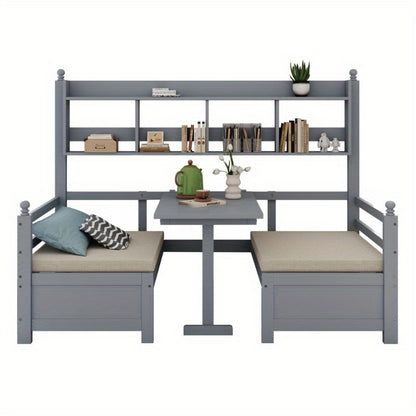 Multifunctionele Slaapbank – Logeerbank – Bedbank – Slaapbed – Studiebank – 200x90 cm – 2-in-1 Ontwerp Met Opbergrek – Comfortabele Grijze Kussens