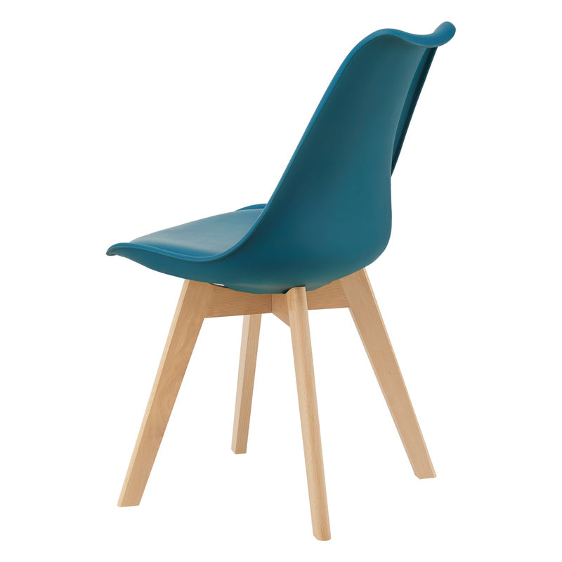 Eetkamerstoel – Stoel – Kuipstoel – Keukenstoel – Woonkamerstoel – Set van 6 – PU Kunstleer Bekleding – Massief Beukenhout Frame – Turquoise