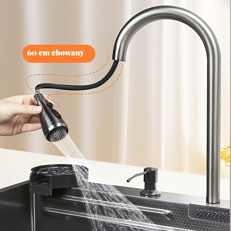 Keukenspoelbak – Spoelbak – Gootsteen – Wasbak – Spoelbakken – RVS Roestvrij Staal – Digitale Waterdisplay – Watervalkraan Met Uittrekbare Sproeikop