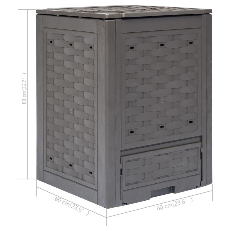 Compostbak – Compostvat – Composter – Composteerbak – Tuincompostbak – Bruin Rattan Kunststof – 300 Liter Inhoud – 60x60x83 cm