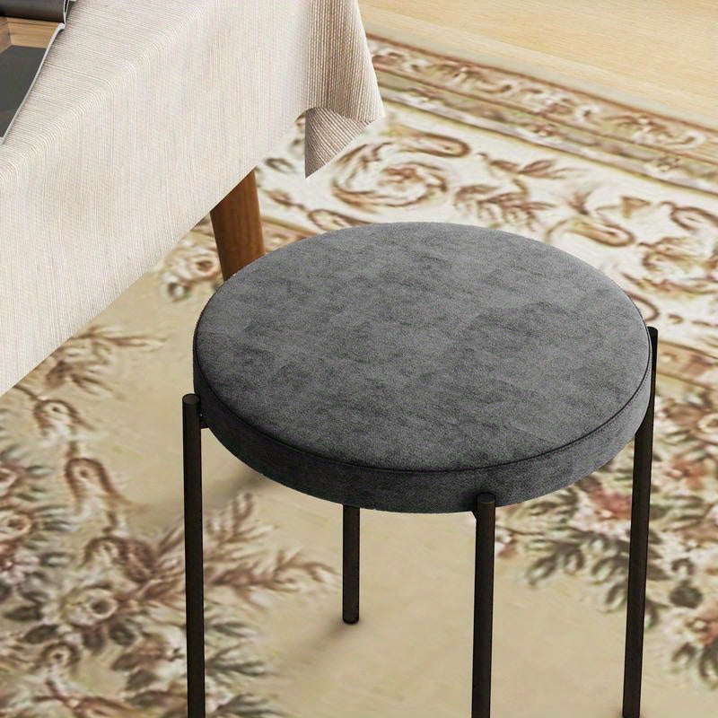 Küchenhocker 4-Er Set, Stapelbar, Samtoptik, Bis 100Kg, Stahlrahmen, 41.5 X 41.5 X 46 Cm, Dunkelgrau, Freizeitstuhl, Bequeme Wohnzimmermöbel, Multifunktionaler Sitz, Geeignet Für Wohnzimmer, Schlafzimmer, Esszimmer, Flur,