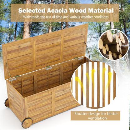 Tuinkist – Tuinopbergbox – Kussenbox – Tuinbox – Opbergdoos – Acacia Hout – 285 Liter – Met Wieltjes en Waterdichte Binnenzak