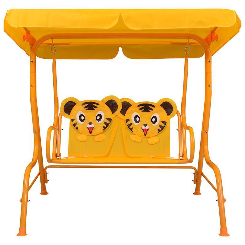Schommelstoel – Schommelstoelen – Relaxstoel – Fauteuil – Loungestoel – Geel – Stevig Dennenhouten Frame – Weerbestendige Stof – 115x75x110 cm – Gemakkelijk Te Installeren