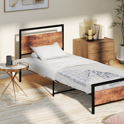 Bedframe – Bed – Eenpersoonsbed – Tweepersoonsbed – Metalen Bed – 140x200 cm – Stevig Zwart Metaal – Inclusief Spiraalbodem