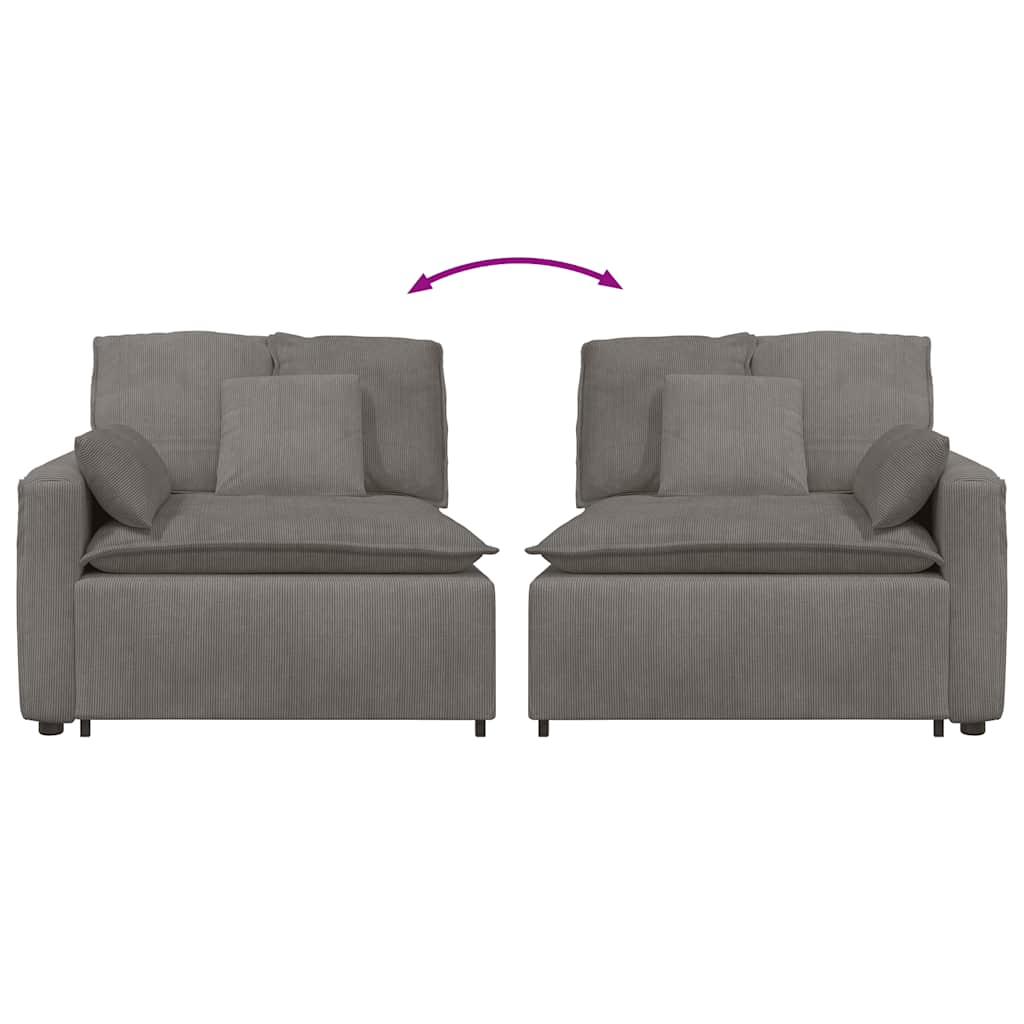 Modulaire Bank – Modulair Sofa – Hoekbank – Zitbank – Loungebank – Lichtgrijs – Corduroy Polyester – Stevig Metalen Frame