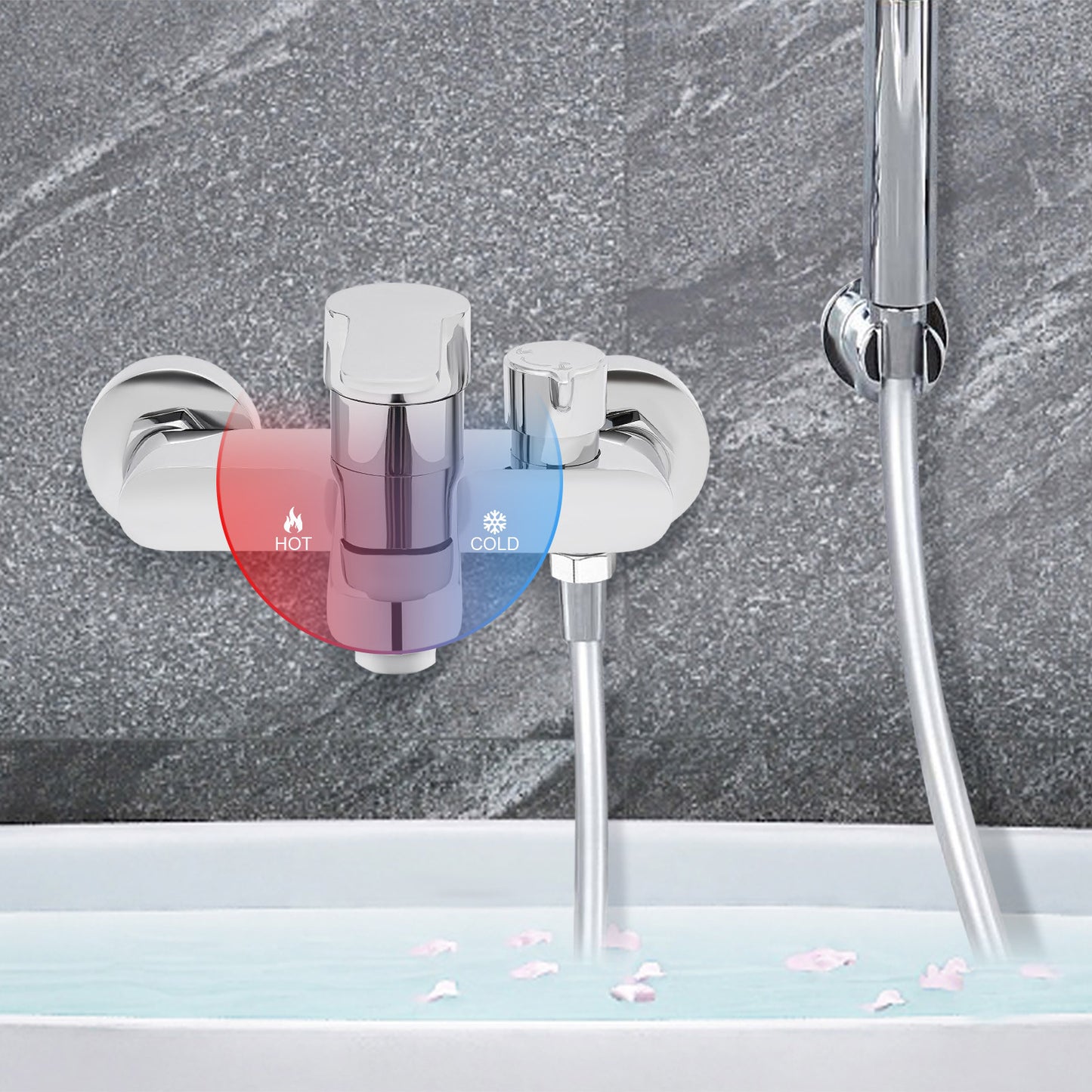 Badkraan – Mengkraan – Thermostaatkraan – Wandkraan – Badmengkraan – Messing En Keramisch – Met ABS Aerator Voor Zachte Waterstraal