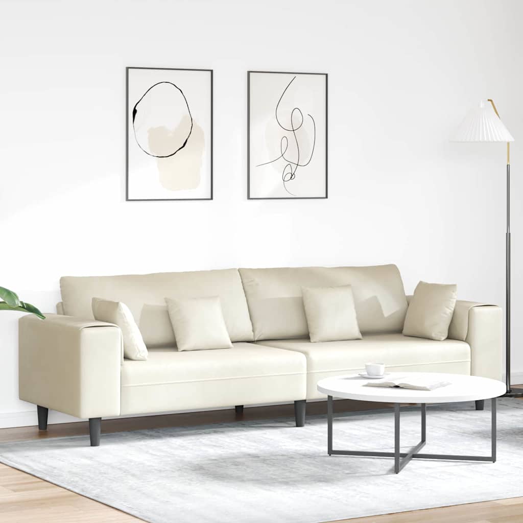 Velvet Bank – Sofa – Zitbank – Loungebank – Slaapbank – Crèmekleurig Fluweel – Stevig Houten Frame – Comfortabele Foamvulling