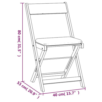 Bistroset – Bistrosets – Tuinset – Tuinmeubelen – Balkonset – Inklapbaar – Massief Acaciahout – Compact Bruin met Crème Kussens