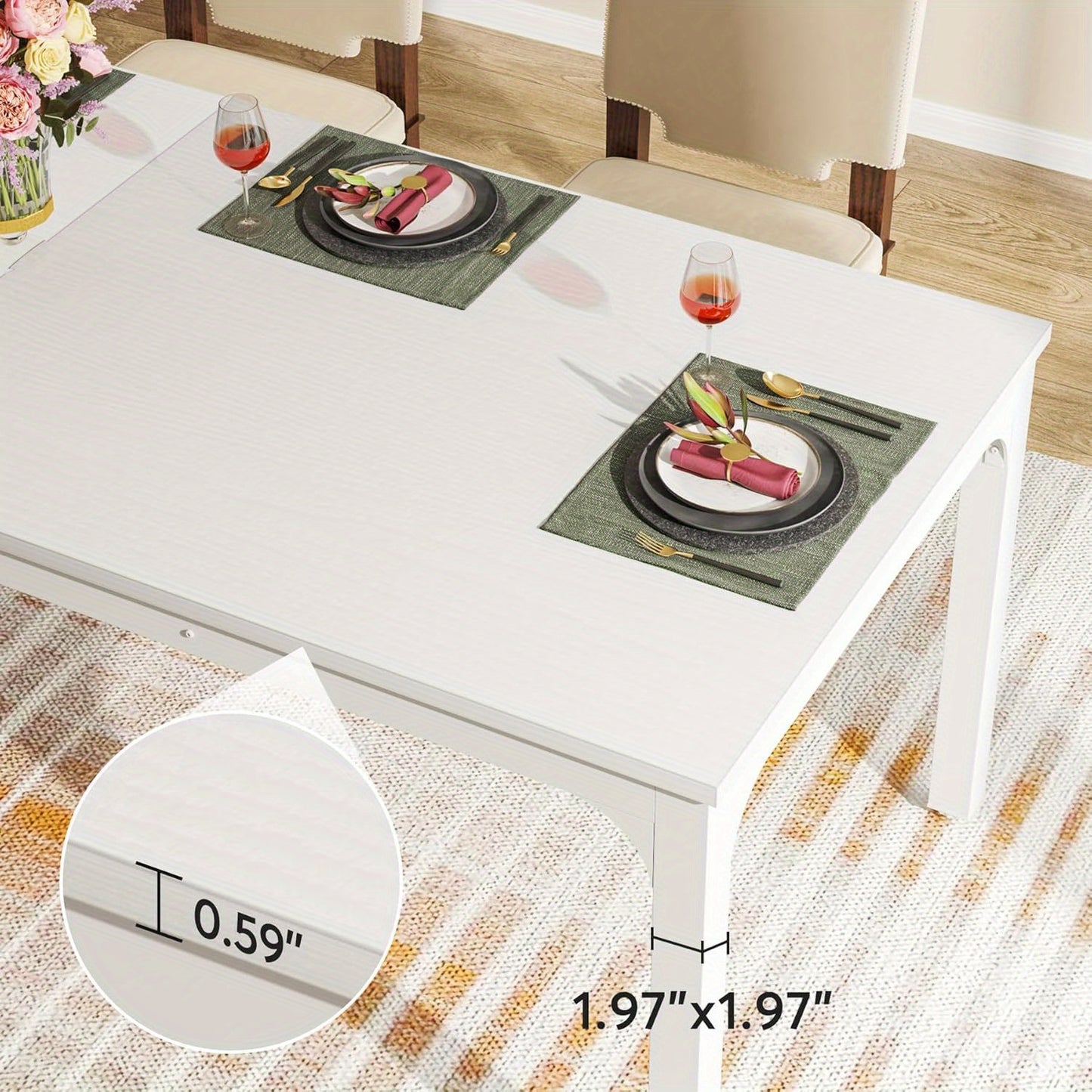 Eettafel – Tafel – Keukentafel – Dinerbank – Eetkamertafel – Industrieel Design – Wit Gelakt MDF Tafelblad – Verstelbare Metalen Poten – 199,9 cm Voor 8 Personen