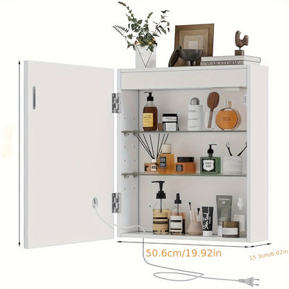 Spiegelkast Badkamer – Badkamerkast Met Spiegel – Anti Condens Kast – Wandkast Met Verstelbare Legplanken – Wit – LED Verlichting Met Instelbare Kleurtemperatuur – Anti-Fog Verwarming