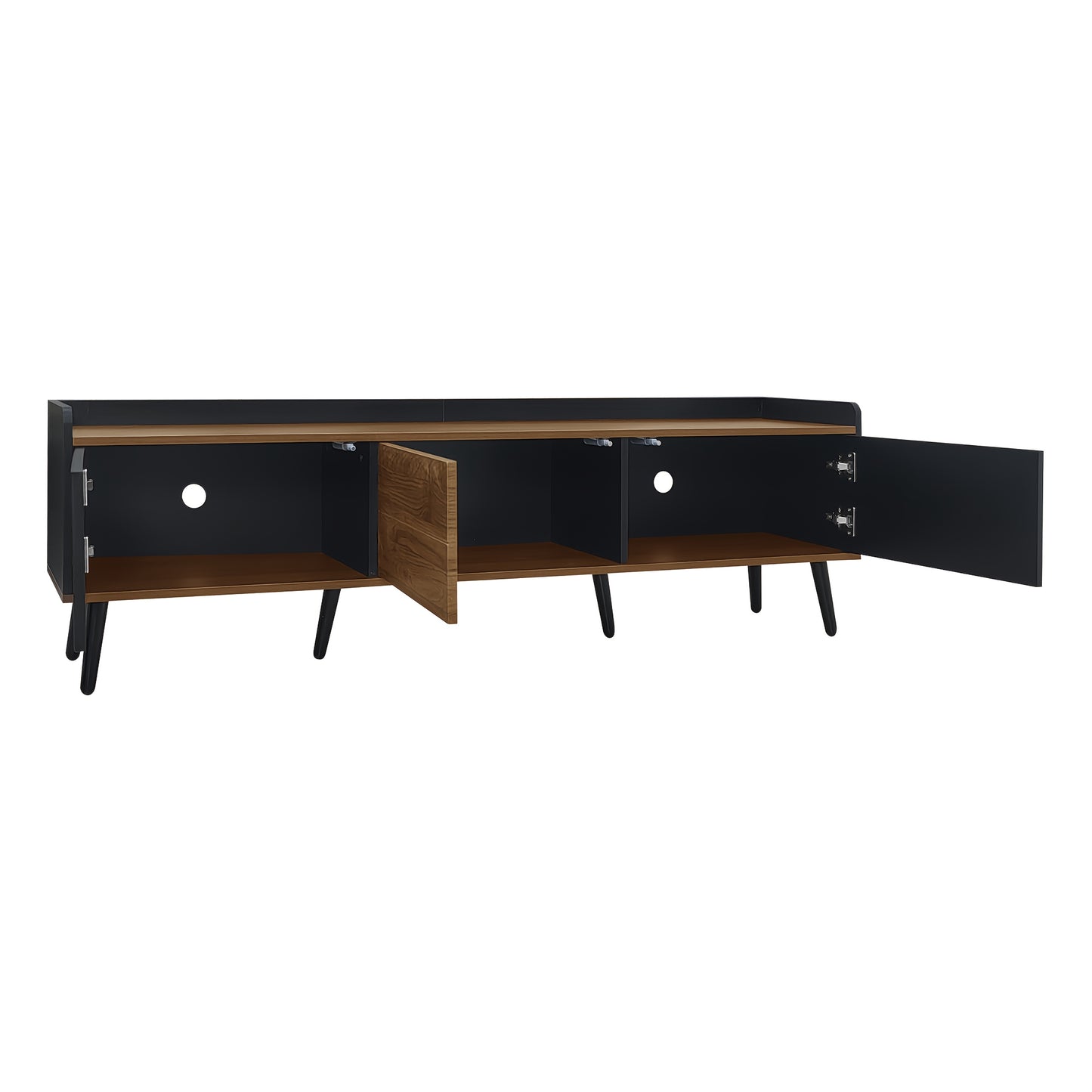Tv Meubel – Tv Kast – Tv Meubel met Opbergruimte – Tv Dressoir – Mediameubel – Stevig Bamboe – Ruimtebesparend Design – Zwart/natuurlijk bruin – Vrijstaand – 68,5 cm Hoog – Kabelmanagement