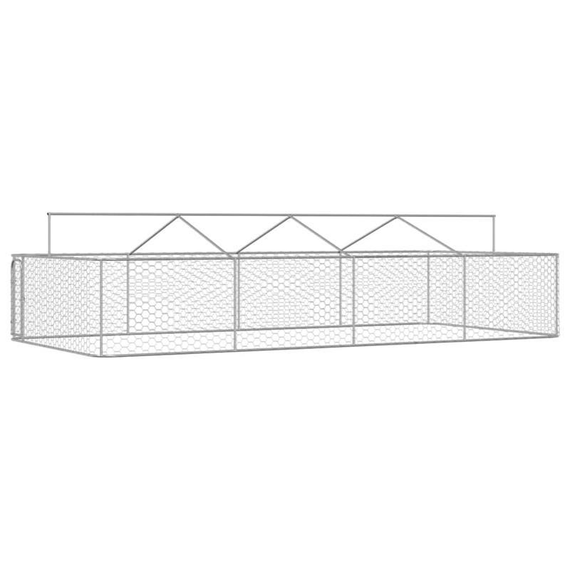 Buitenren – Dierenren – Hondenren – Kattenren – Metaalren – Zilver – Stevige Metalen Constructie – Vergrendelbaar Dak 600x300x150 cm