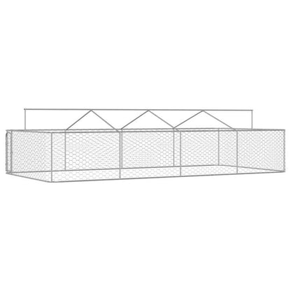 Buitenren – Dierenren – Hondenren – Kattenren – Metaalren – Zilver – Stevige Metalen Constructie – Vergrendelbaar Dak 600x300x150 cm