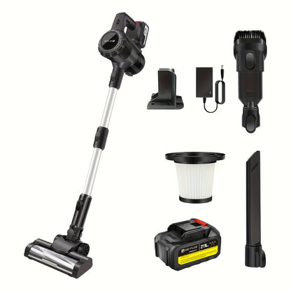 Cordedless Vacuum Cleaner, Brushless 15KPa Upright Handheld Stick Vacuum, Lightweight Vacuum with Overheating Protection, 500ml Dustbin Handheld Vacuum for Carpet, Pet Hair, Carpet Vacuuming, Quick Cleanup, Lightweight Design