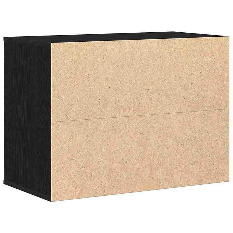 Modern Minimalist Black Oak Wooden Chest of Drawers - 80cm Height x 41cm Width x 58cm Depth, Lockable Storage Cabinet with Smooth Sliding Drawers, Floor-Standing Organizer for Bedroom, Living Room & Home Office, Space-Saving