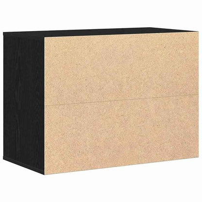 Modern Minimalist Black Oak Wooden Chest of Drawers - 80cm Height x 41cm Width x 58cm Depth, Lockable Storage Cabinet with Smooth Sliding Drawers, Floor-Standing Organizer for Bedroom, Living Room & Home Office, Space-Saving