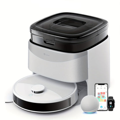 Robotstofzuiger – Robotstofzuiger Met Dweil – Slimme Stofzuiger – Automatische Schoonmaker – Zelfledigend – 12.000 Pa Zuigkracht – Anti-Verstrengeling Borstels