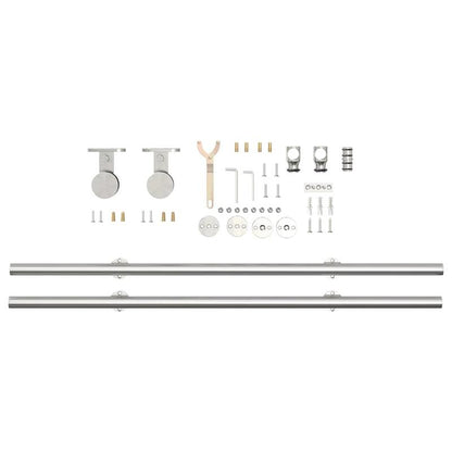 Sliding door fitting set 200cm stainless steel Silvery
