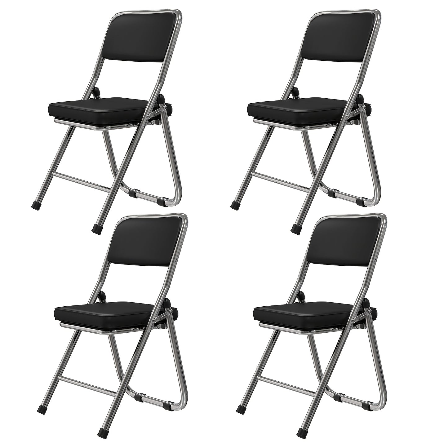 Set van 4 Stabiele Zwarte Stoelen – Eetkamerstoelen – Bureaustoelen – Vergaderstoelen – Design Stoelen – Memory Foam Zitvlak – Stevig Metalen Frame