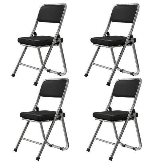 Set van 4 Stabiele Zwarte Stoelen – Eetkamerstoelen – Bureaustoelen – Vergaderstoelen – Design Stoelen – Memory Foam Zitvlak – Stevig Metalen Frame