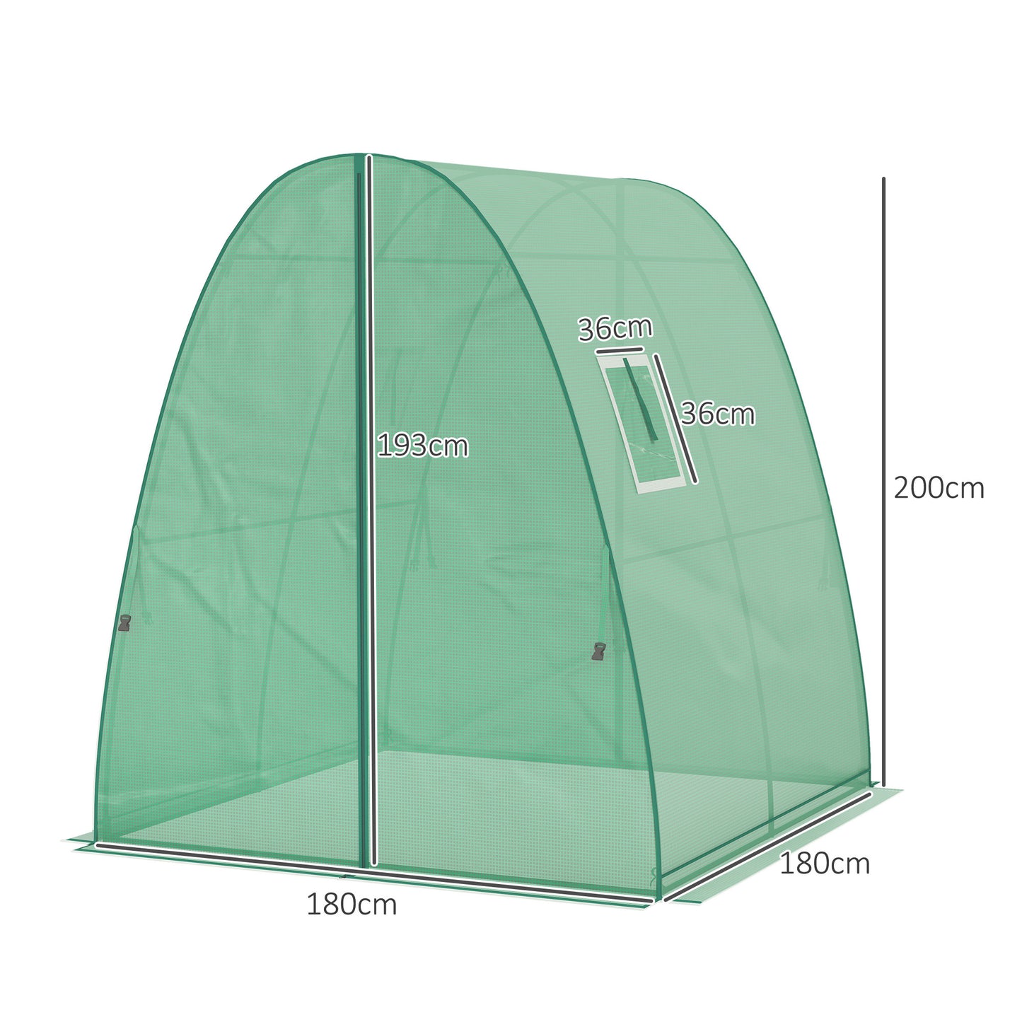 Kas – Kweekkas – Tuinkas – Foliekas – Broeikas – Versterkte Folie – Zijzakken Voor Stabiliteit – 180x180x200 cm – Met Rolluikdeuren en Ventilatieraam