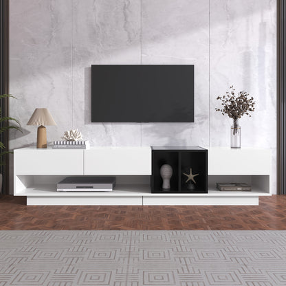 TV Meubel – TV Kast – TV Dressoir – RTV Kast – Mediameubel – Strak Design – Hoogglans Zwart Wit – 190x40x34 cm – Laag Profiel Met Veel Opbergruimte