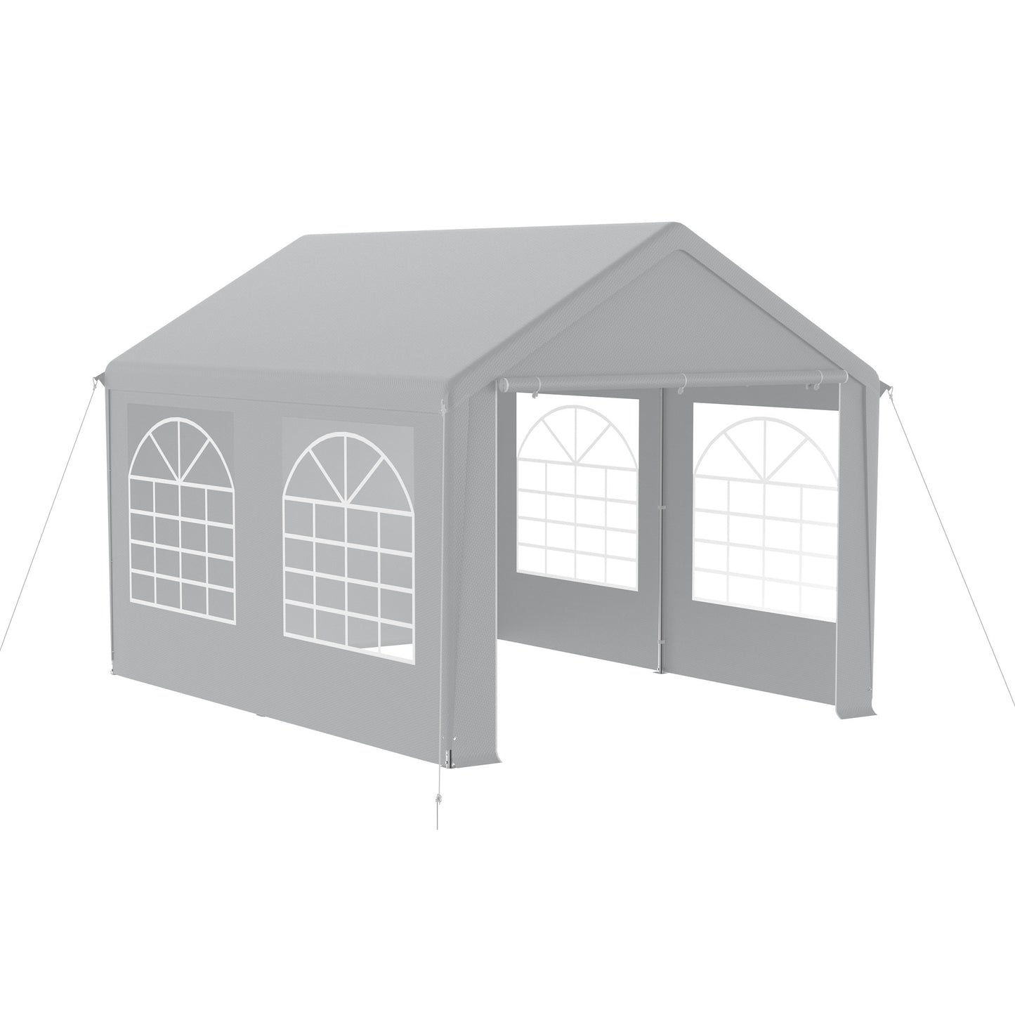 Partytent – Tuinkar Tent – Vouwtent – Camping Tent – Markttent – Stevig Gegalvaniseerd Stalen Frame – 3x4m Grijs Met PVC Ramen